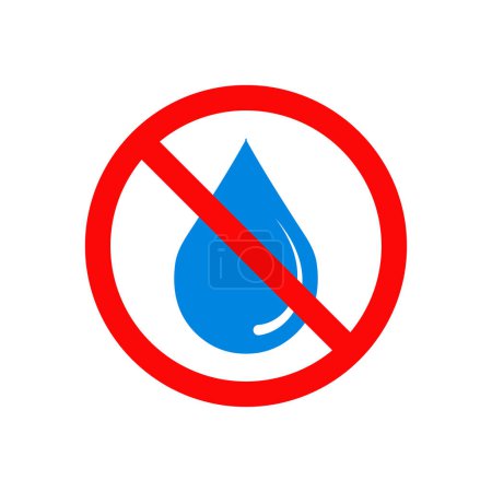 Illustration for No water sign icon. Water drop forbidden illustration symbol. Sign stop water vector flat. - Royalty Free Image