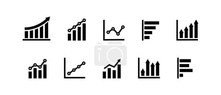 Ilustración de Conjunto de iconos gráficos. Símbolo de ilustración infográfica de negocios. Gráfico de registro vector plano. - Imagen libre de derechos
