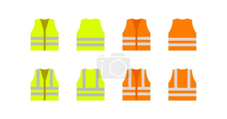Ilustración de Icono naranja, chaleco de seguridad reflectante de color amarillo. Chaqueta de trabajador símbolo de ilustración. Señal vector de ropa de trabajo plana. - Imagen libre de derechos