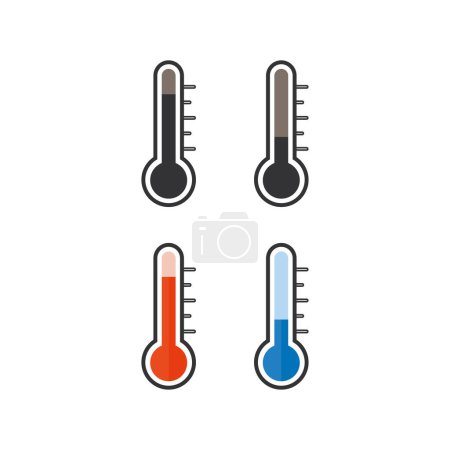 Illustration for Hot and cold temperature icon set. Thermometer illustration symbol. Sign sensor temperature vector desing. - Royalty Free Image