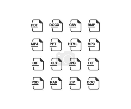 Ilustración de File format type icon set. Document types vector desing. - Imagen libre de derechos