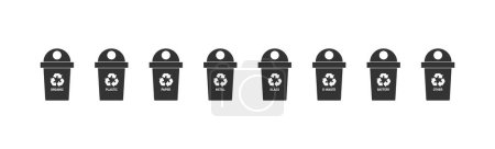 Téléchargez les illustrations : Corbeilles de recyclage pour jeu d'icônes de séparation des déchets. Poubelle poubelle vecteur desing. - en licence libre de droit