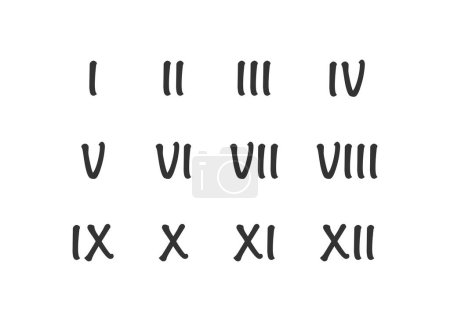 Roman numerals icon set. Number 1-12 vector desing.