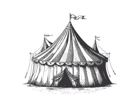 Circus tent hand drawn sketch. Vector illustration desing.