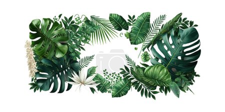 Ilustración de Hojas verdes de plantas tropicales arbusto palma Monstera. Diseño de ilustración vectorial. - Imagen libre de derechos