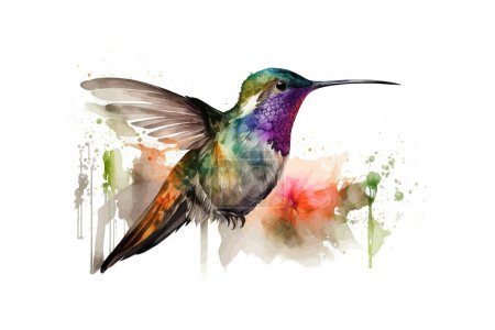 Ilustración de Acuarela de colibrí. Diseño de ilustración vectorial. - Imagen libre de derechos