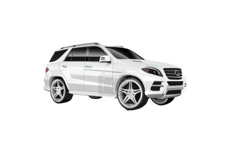 Weiß realistische 3D-Geländewagen isoliert. Vektorillustration.