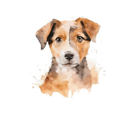 Illustration for Cute dog hand drawn with style watercolor. Vector illustration design. - Royalty Free Image