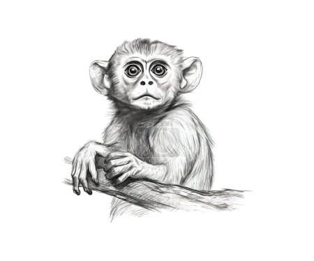 Téléchargez les illustrations : Petit singe capucin. Illustration vectorielle. - en licence libre de droit