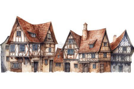 Watercolor European old town. Vector illustration design.