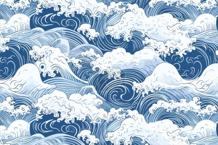 Illustration for Japanese pattern wave. Vector illustration design. - Royalty Free Image