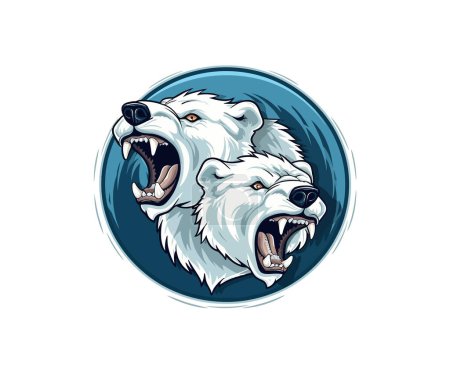 Illustration for Badge and emblem printing with aggressive polar bear. Vector illustration design - Royalty Free Image
