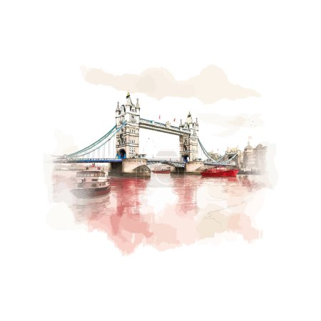 Illustration for River Thamespanorama with The Tower Bridge. Vector illustration design. - Royalty Free Image