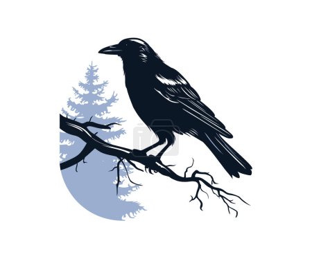 Ilustración de Silueta de cuervo. Diseño de ilustración vectorial. - Imagen libre de derechos