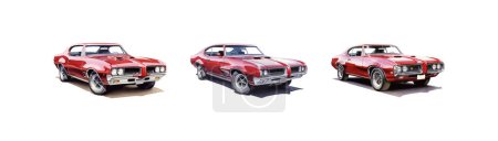 Illustration for Old 1968 Pontiac GTO car colored pencil drawing. Vector illustration design. - Royalty Free Image