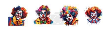 Ensemble de clowns. Illustration vectorielle.