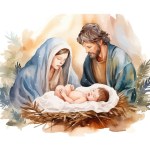 Christmas Nativity Scene. Watercolor. Vector illustration design.