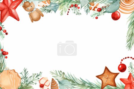 Illustration for Christmas watercolor frame banner template. Vector illustration design. - Royalty Free Image