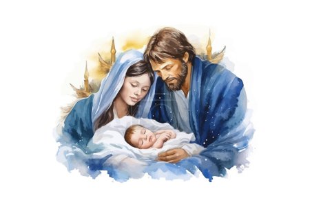 Illustration for Christmas Nativity Scene. Watercolor. Vector illustration design. - Royalty Free Image
