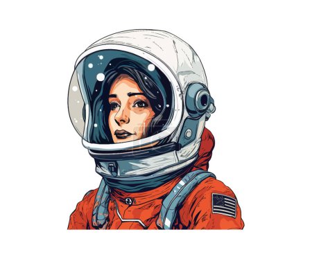 Illustration for Doodle Astronaut woman wearing space helmet. Vector illustration design. - Royalty Free Image