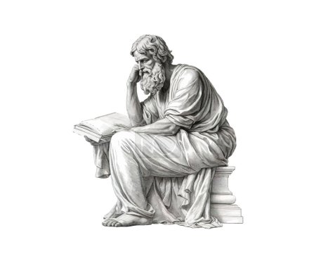 Ilustración de Antiguo grabado del filósofo griego. Diseño de ilustración vectorial. - Imagen libre de derechos