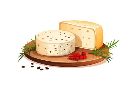Illustration for Summer solstice. Traditional Latvian food Cumin cheese. Vector illustration design. - Royalty Free Image