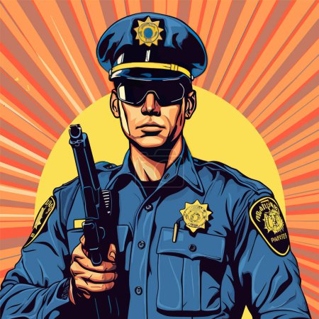 Illustration for Pop art of a police. Vector illustration design. - Royalty Free Image