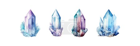 Illustration for Watercolor crystal set. Vector illustration design. - Royalty Free Image