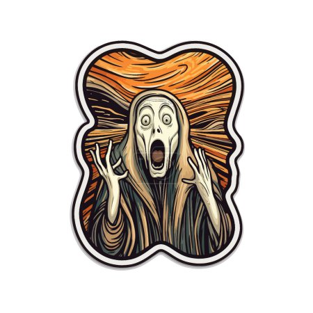 Illustration for Panic man sticker. Vector illustration design. - Royalty Free Image