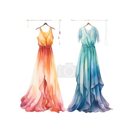 Illustration for Dresses watercolor. Vector illustration design. - Royalty Free Image