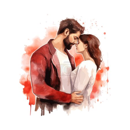 Illustration for Romantic love with man and woman watercolor. Vector illustration design. - Royalty Free Image