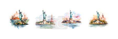 Illustration for Statue of liberty watercolor set. Vector illustration design. - Royalty Free Image