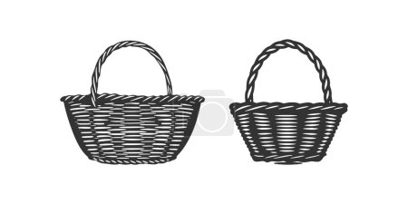 Picknickkorb-Set vorhanden. Vektor-Illustrationsdesign.