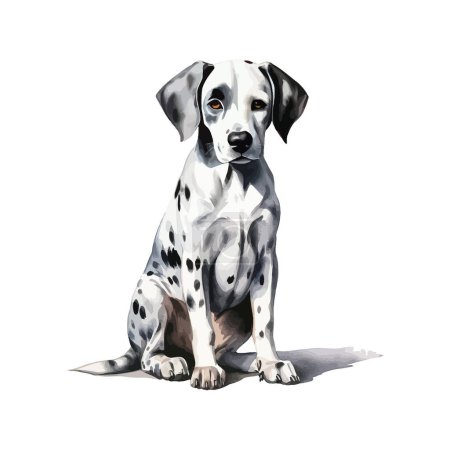 Künstlerisches Aquarell eines jungen Dalmatinerhundes. Vektor-Illustrationsdesign.