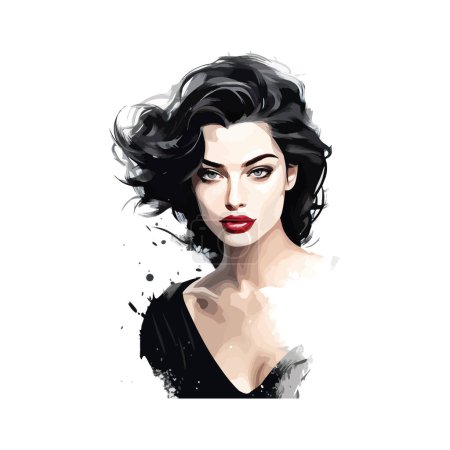Elegant Woman with Classic Beauty in Watercolor style. Vector illustration design.