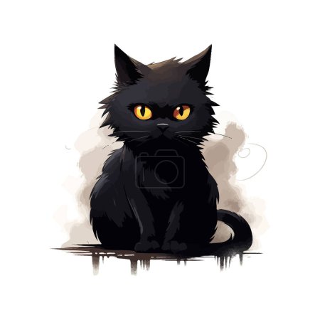 Watercolor Style Illustration of a Majestic Black Cat. Vector illustration design.