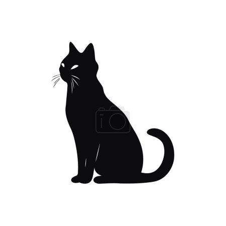 Silhouette einer sitzenden schwarzen Katze. Vektor-Illustrationsdesign.