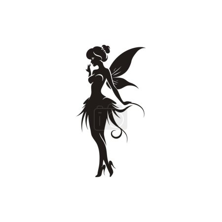 Graceful Fairy Silhouette with Delicate Wings. Vector illustration design.