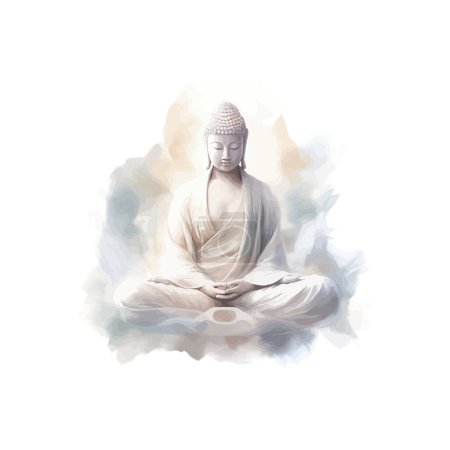 Meditar Buda en estilo acuarela. Diseño de ilustración vectorial.