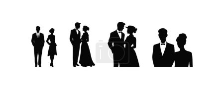 Illustration for Silhouettes of Couples in Formal Attire. Vector illustration design. - Royalty Free Image