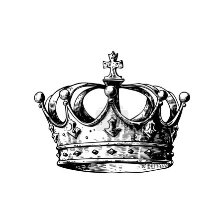 Ilustración de Corona Real Monocromática Estilo dibujado a mano. Diseño de ilustración vectorial - Imagen libre de derechos