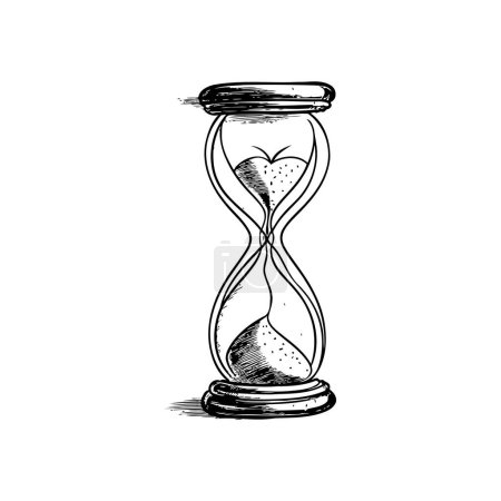 Reloj de arena Tiempo Pasando Concepto Bosquejo Estilo dibujado a mano. Diseño de ilustración vectorial