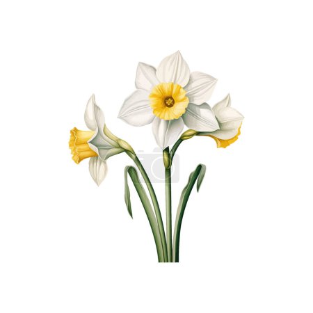 Ilustración de Flor de narcisos blancos. Diseño de ilustración vectorial. - Imagen libre de derechos