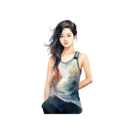 Artistic Portrait of a Woman in a Colorful Tank TopArtistic Portrait of a Woman in a Colorful Tank Top watercolor style. Vector illustration design.