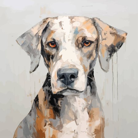 Téléchargez les illustrations : Représentation artistique de l'aquarelle de chien réfléchi. Illustration vectorielle. - en licence libre de droit