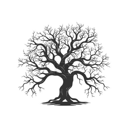 Silhouette eines Blattlosen Baumes in Monochrom. Vektor-Illustrationsdesign.