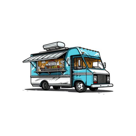 Colorful Food Truck with Open Service Window. Vector illustration design.