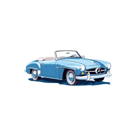 Ilustración de Coche clásico Mercedes-Benz convertible. Diseño de ilustración vectorial. - Imagen libre de derechos