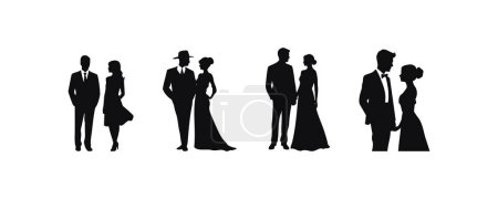 Elegant Silhouette Couples in Various Attires. Vector illustration design.