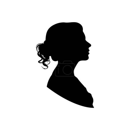 Illustration for Elegant Woman's Profile Silhouette with Updo Hairstyle. Vector illustration design. - Royalty Free Image